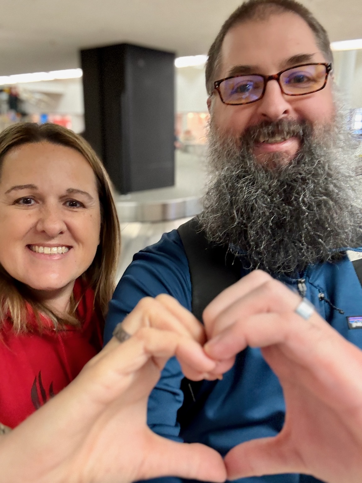 Travel selfie before departure from Los Angeles